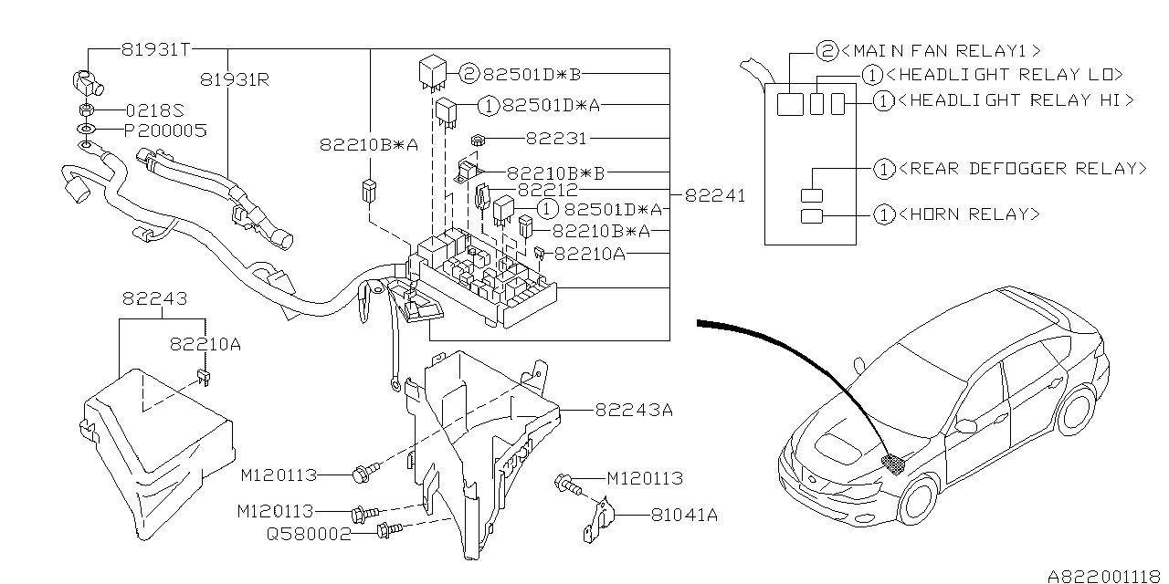 Subaru 82243FG000 Cover Fuse Box