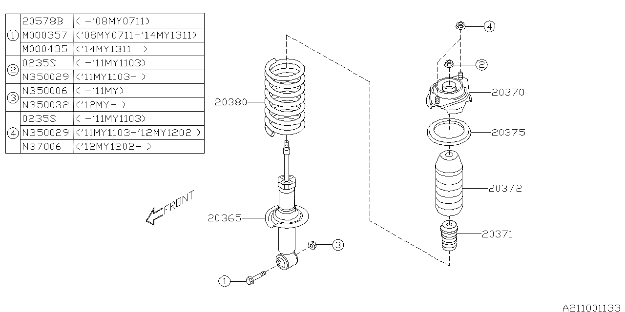 Subaru 20365FG020 Shock ABSORBER Rear