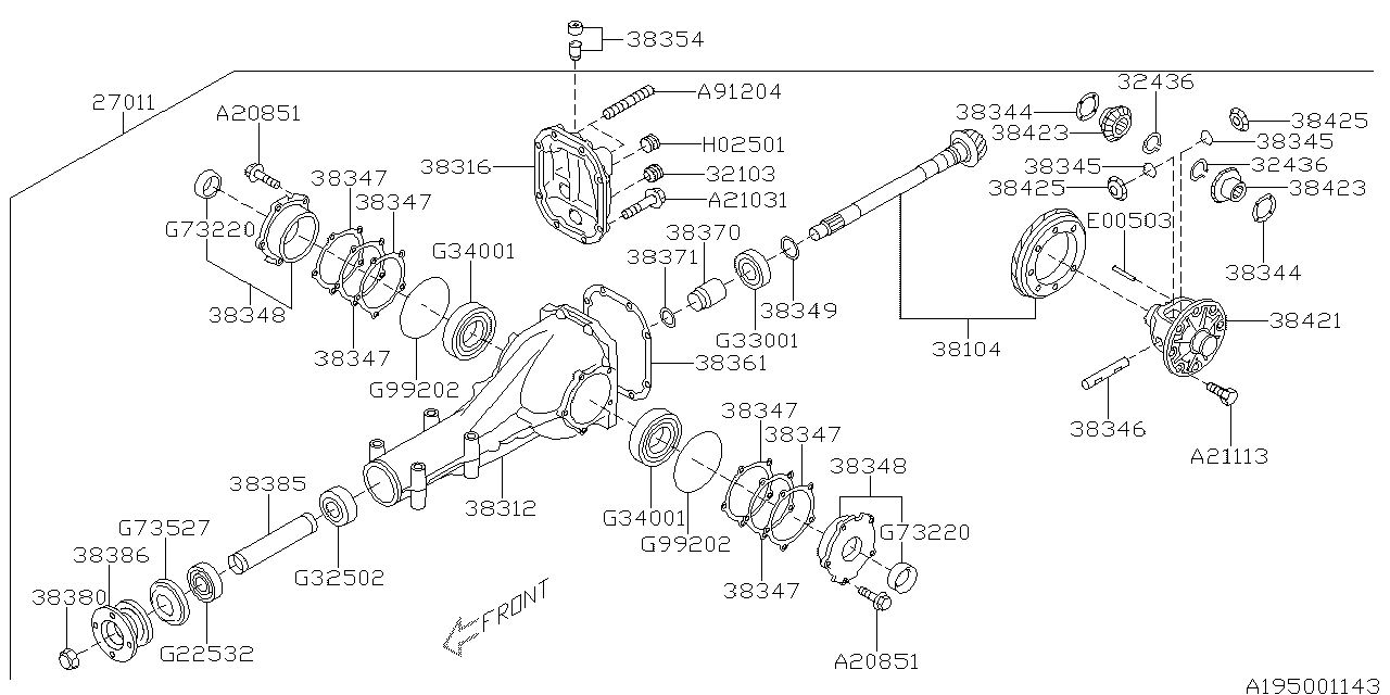 Subaru 27011AB220 Differential Assembly Rear