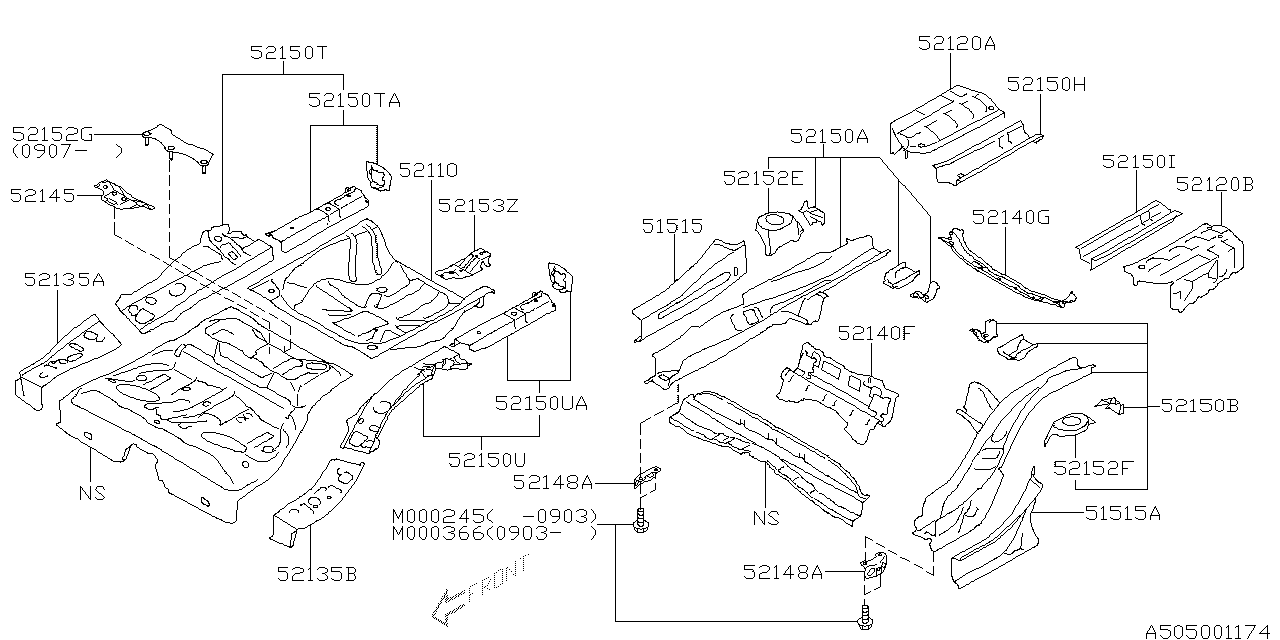 Subaru 52159FG0219P Frame Side Rear Up RH