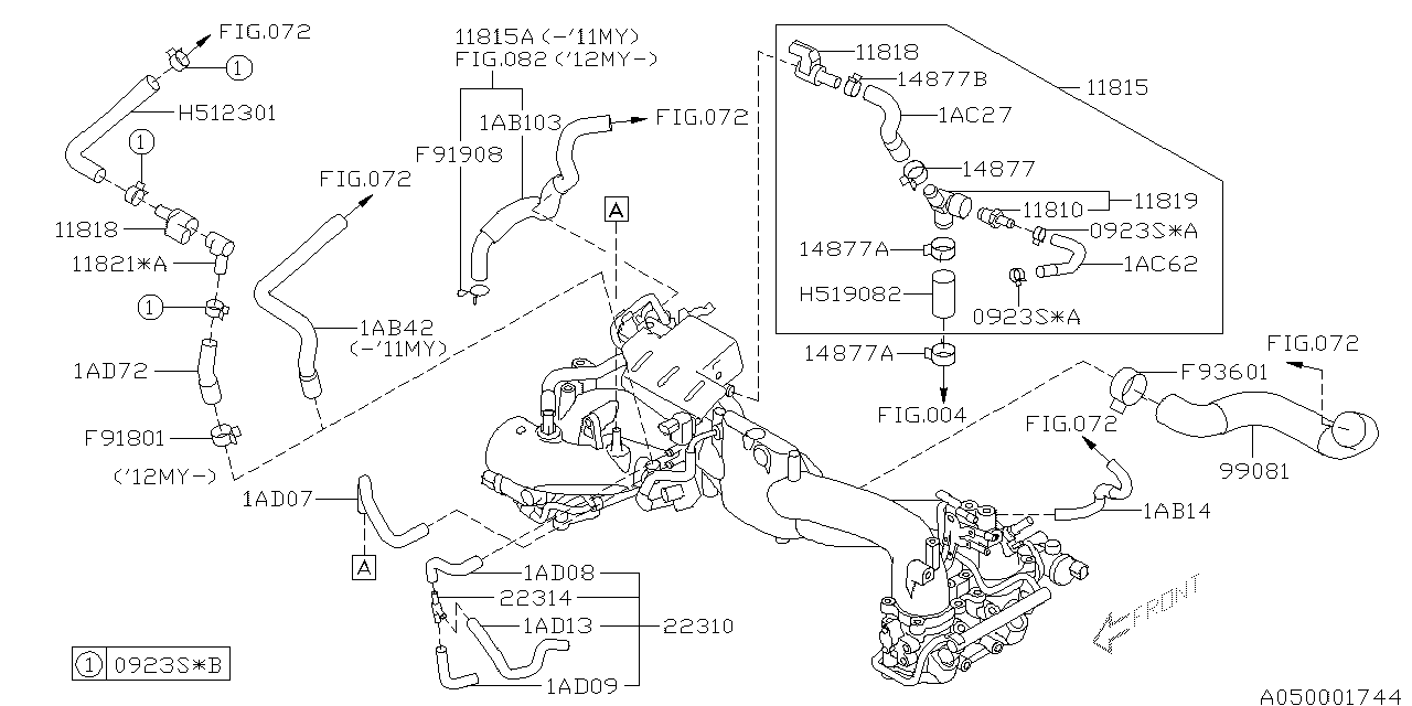 11815AB143 Genuine Subaru HOSE ASSY PCV A