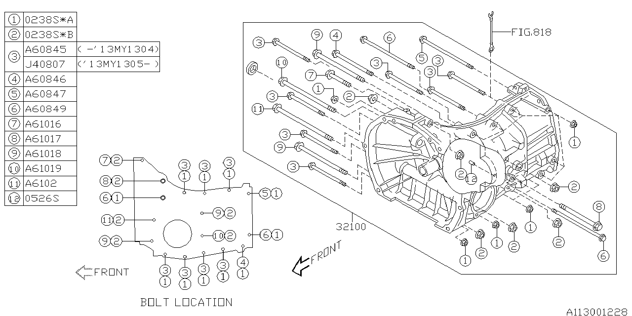 Subaru 32100AA652 Manual Transmission Case Assembly