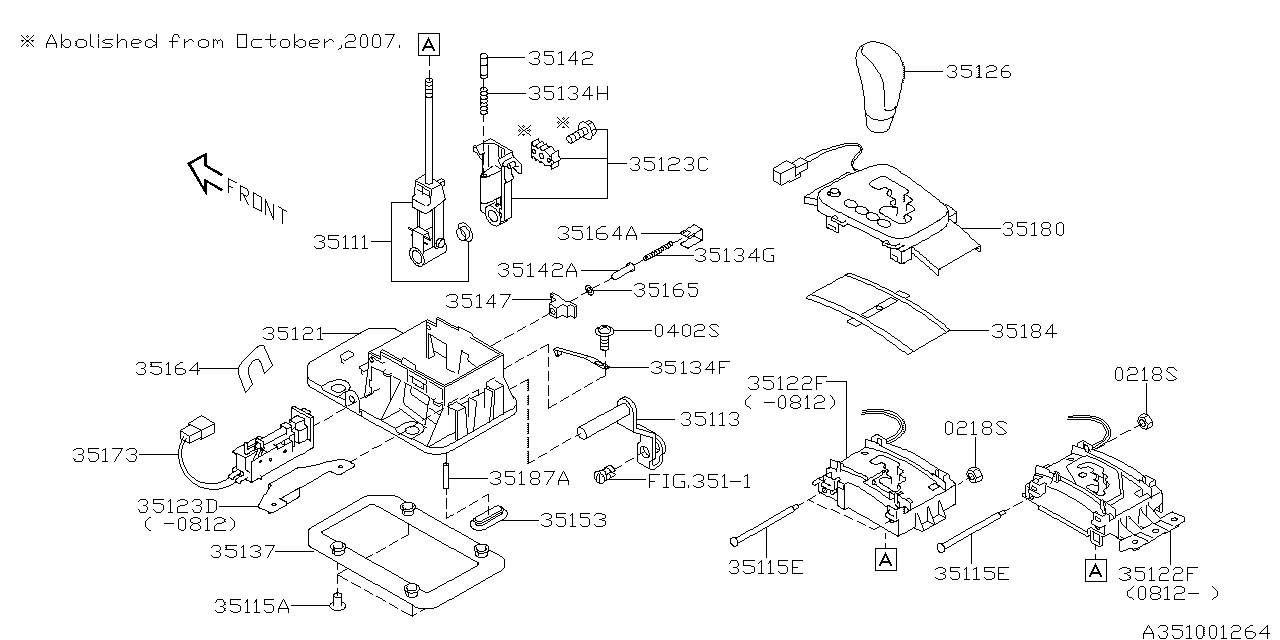 Subaru 35121AG010 Plate Complete Select Lever