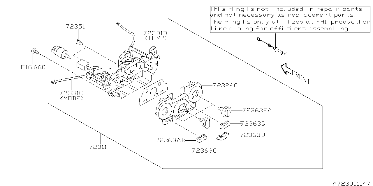 Subaru 72363FG100 Knob Circulation