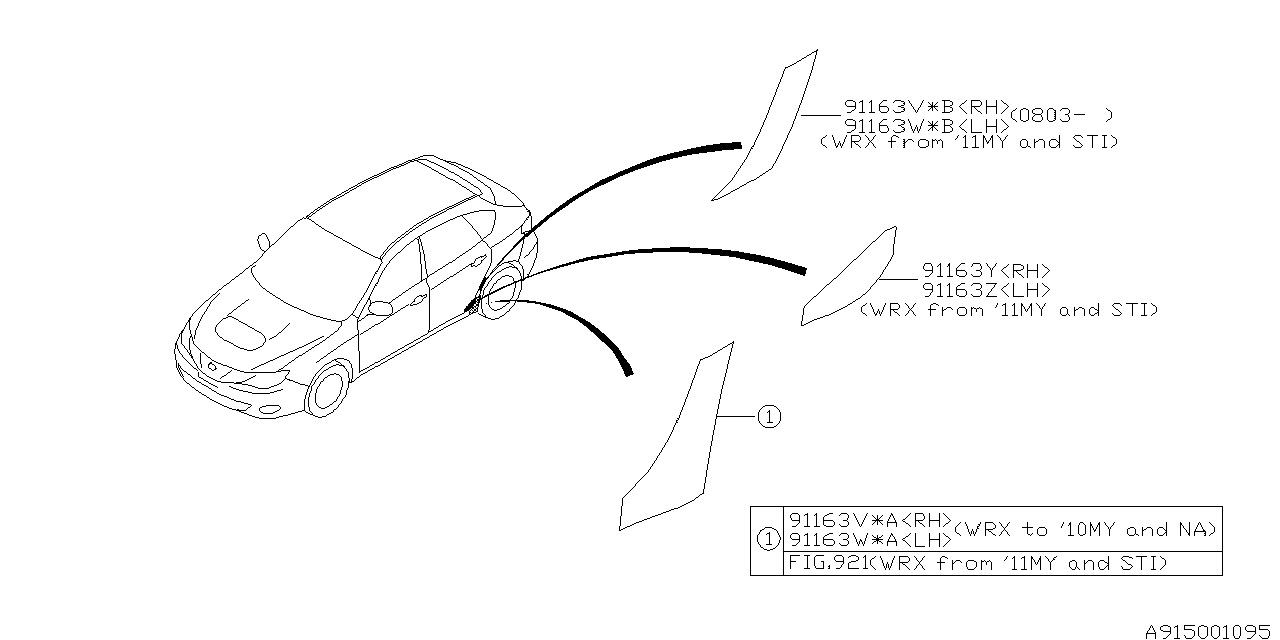 Subaru 91163FG160 Protector Rear RH