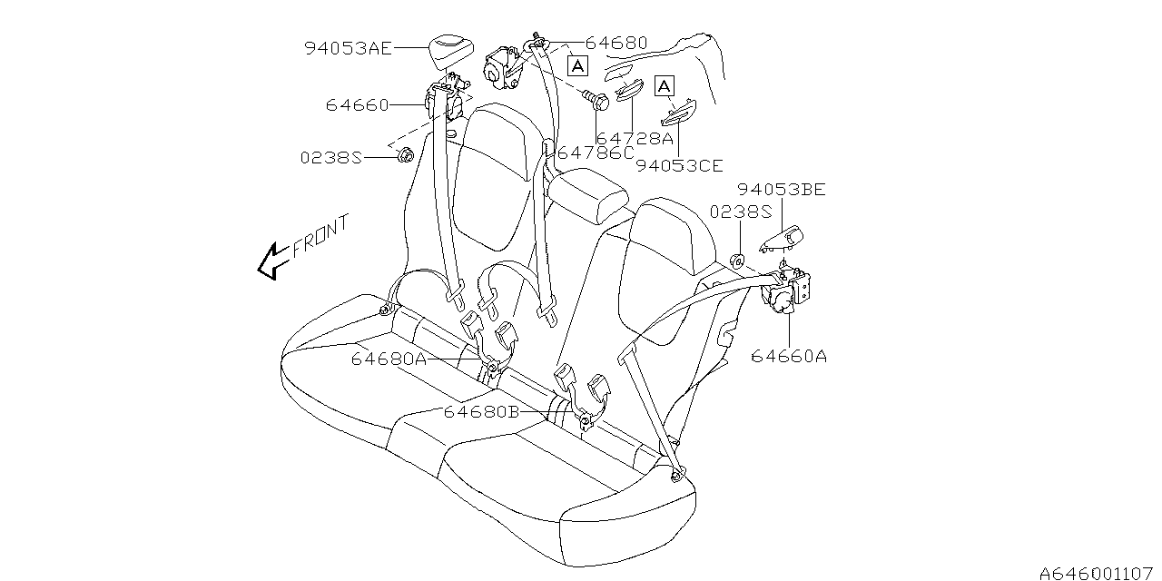 Subaru 64681FG120JI Center Belt Assembly Rear U