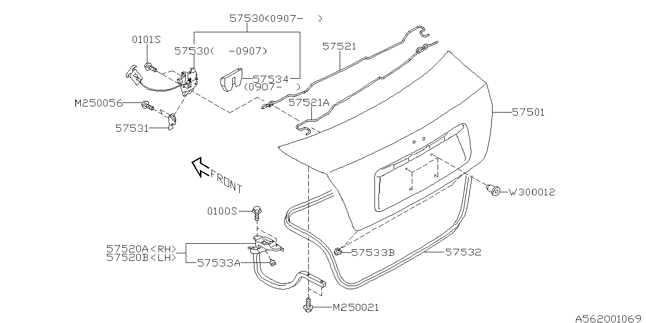 Subaru 57534FG000 Cover Trunk Lock