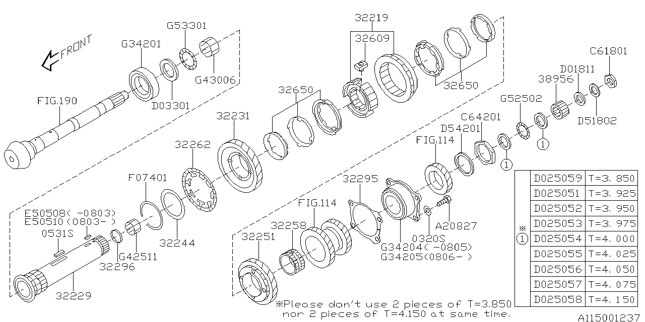 Subaru 32295AA101 SHIM Drive PINION