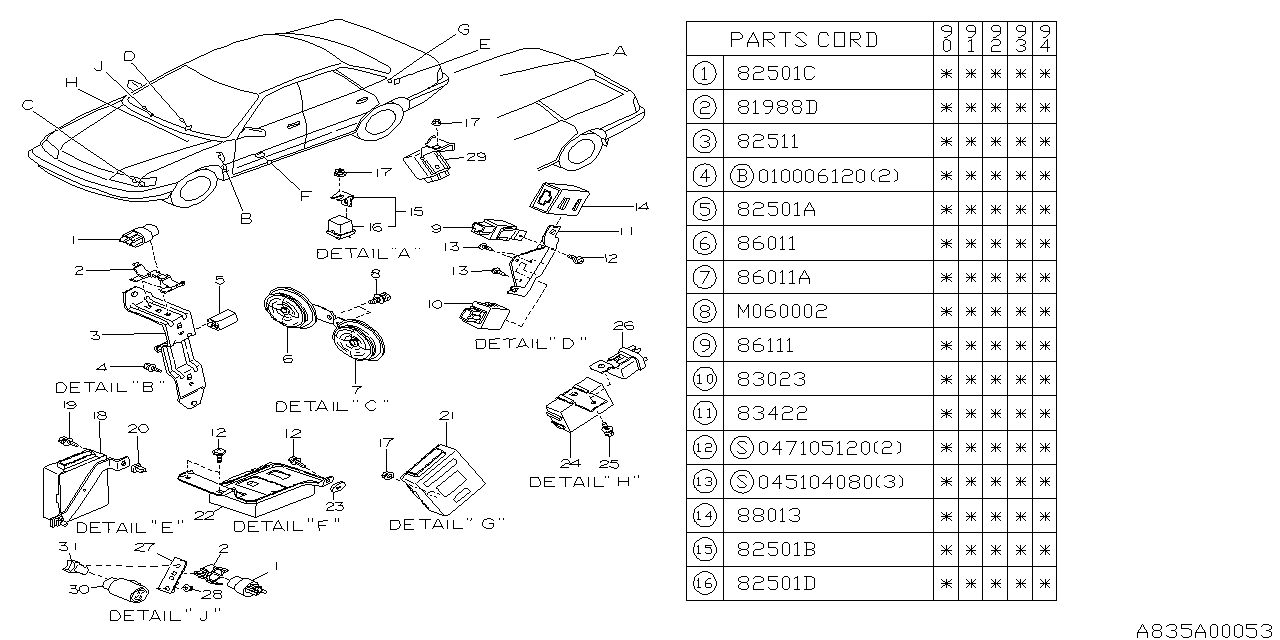 Subaru 82511AA000 Relay Bracket