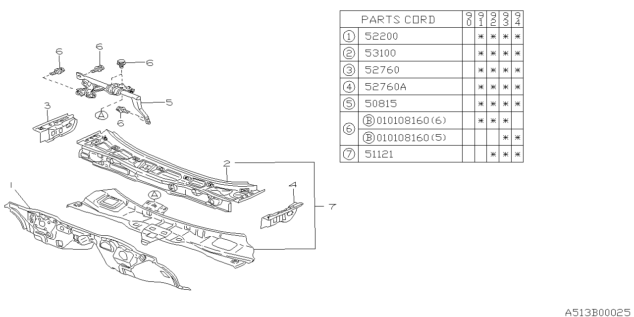 Subaru 52200AA031 Toe Board Complete