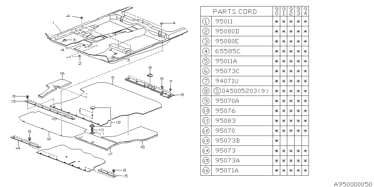 Subaru 95010AA071BK Mat Floor