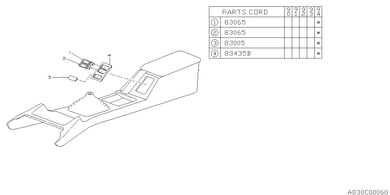 Subaru 83075AA010 Seat Heater Switch