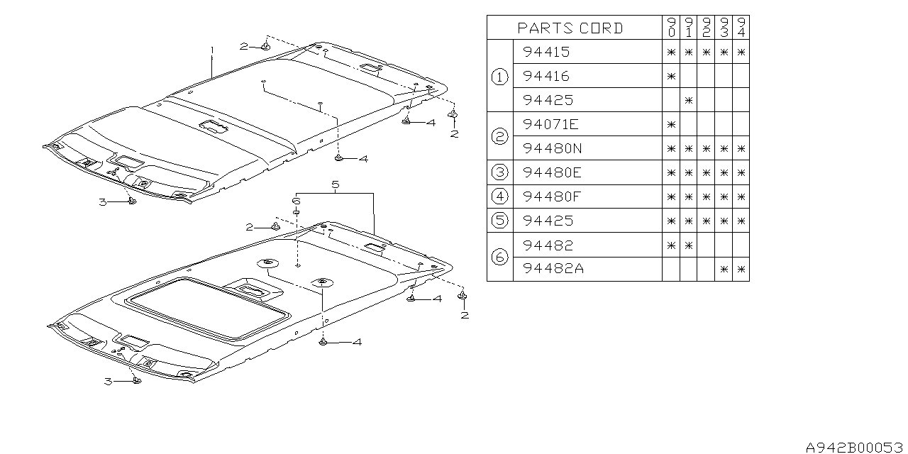 Subaru 94035AA200BJ Trim Panel Roof