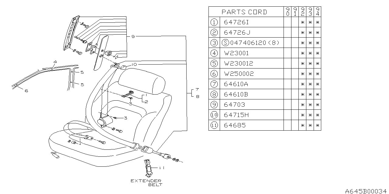 Subaru 64780AA120ML Adjusting Anchor Assembly