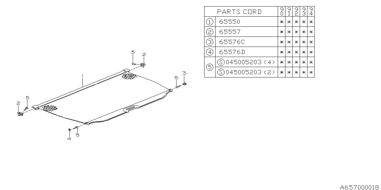 Subaru 65560AA000ML TONNEAU Cover Assembly