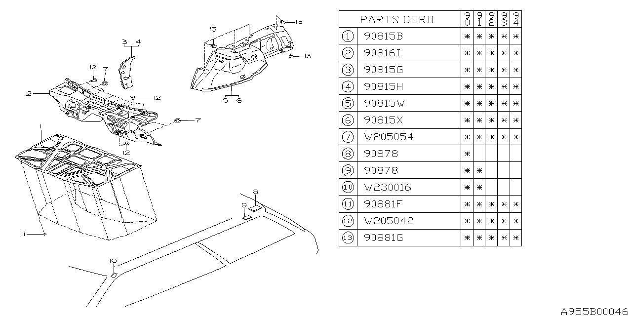 Subaru 90815AA100 INSULATOR Rear Quarter RH