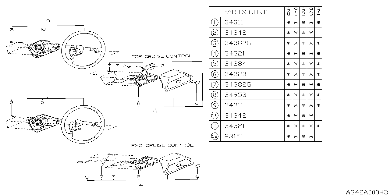 Subaru 34323AA000 Steering Wheel Ornament