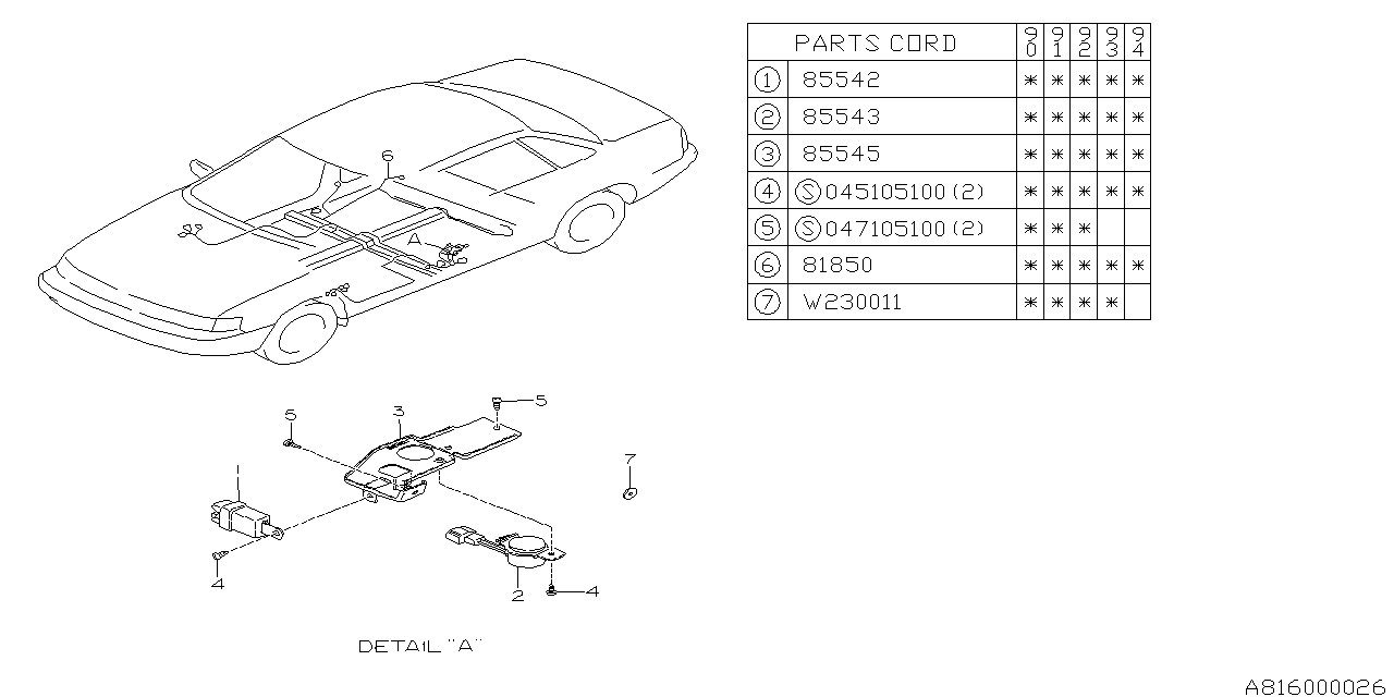 Subaru 85542AA010 Power Window Relay