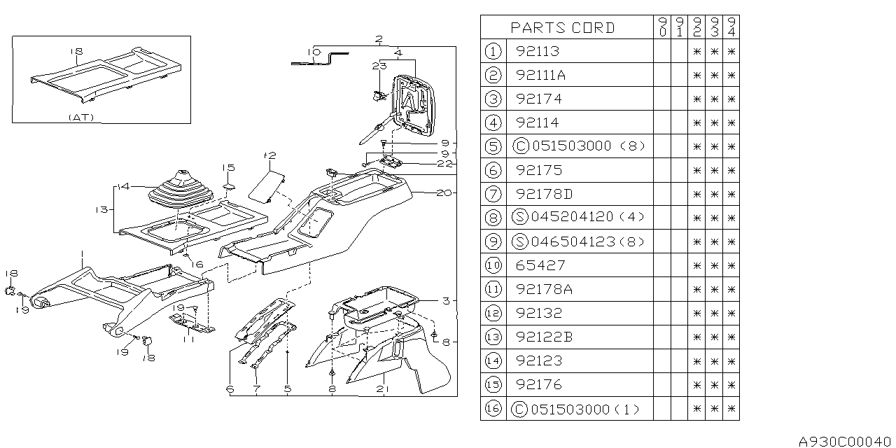 Subaru 92074AA050ML Console Box