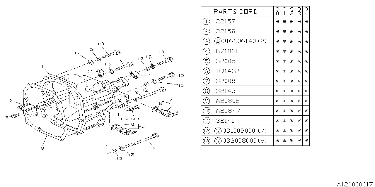 Subaru 32157AA080 Case Trans Rear Mt