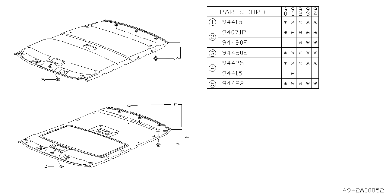 Subaru 94035AA192EK Trim Panel Roof