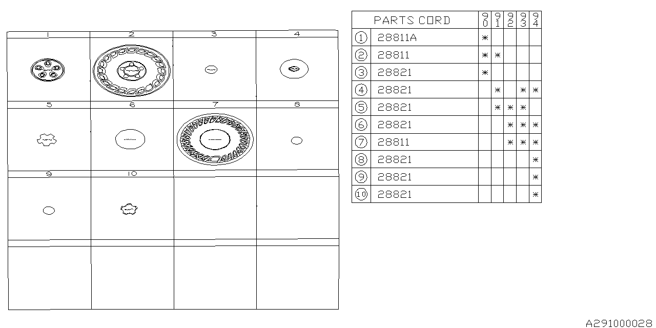 Subaru 28811AA010 Wheel Cap Assembly