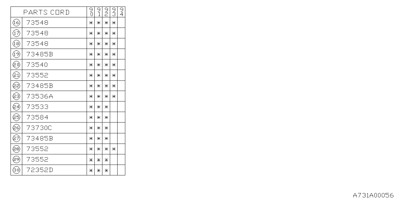 Subaru 72052AA170 Bracket