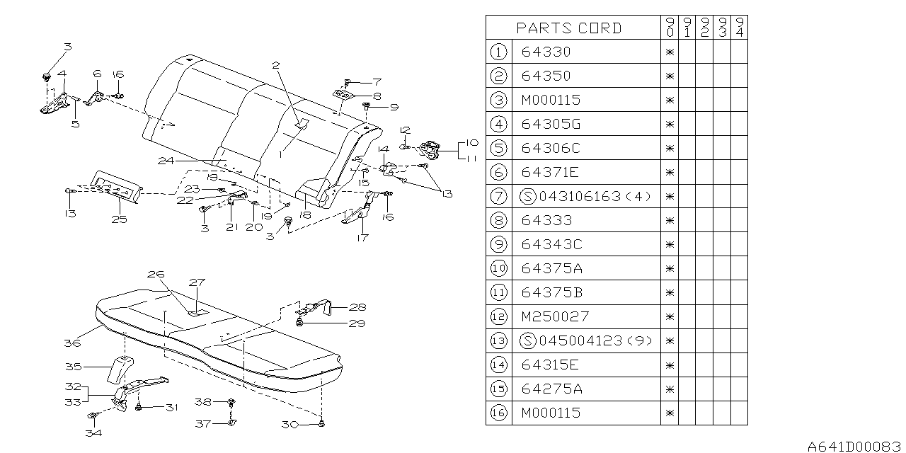 Subaru 64584AA080LM Hook S/W Rear BACKREST