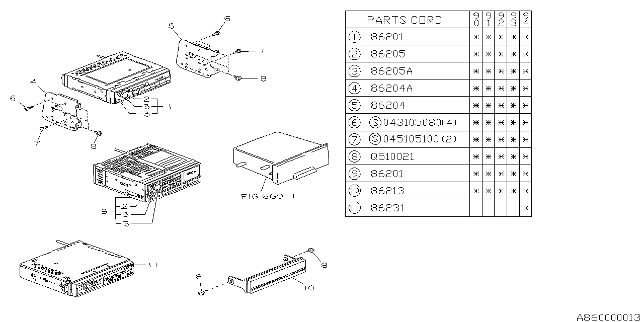 Subaru 86205AA060 Knob