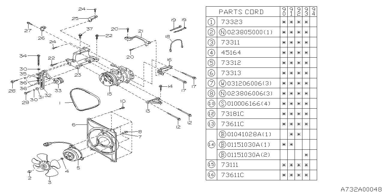 Subaru 73011AA090 Compressor Assembly