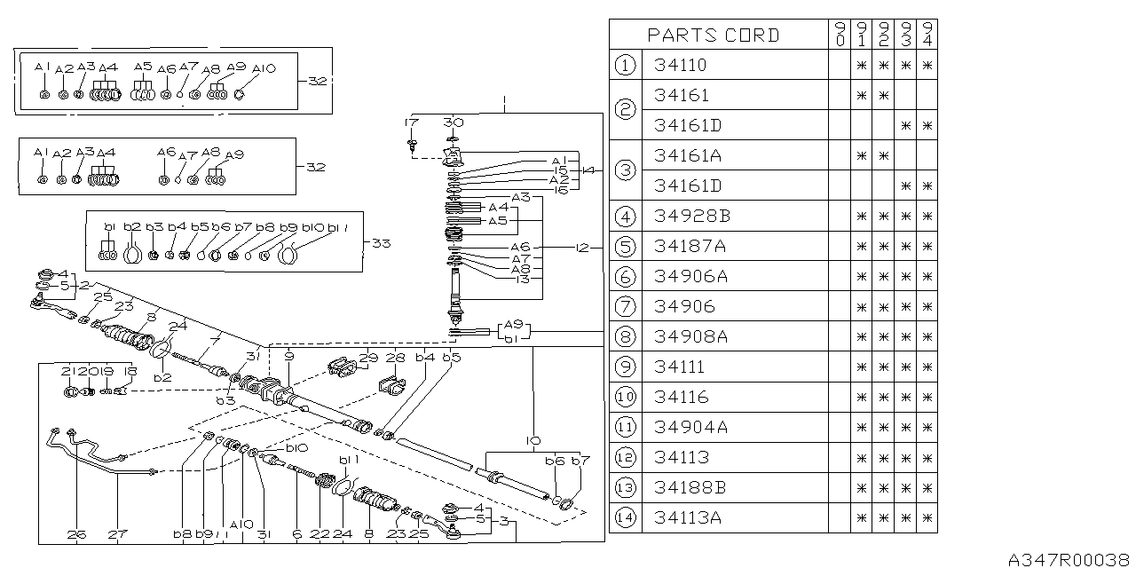 Subaru 34141AA013 Tie Rod