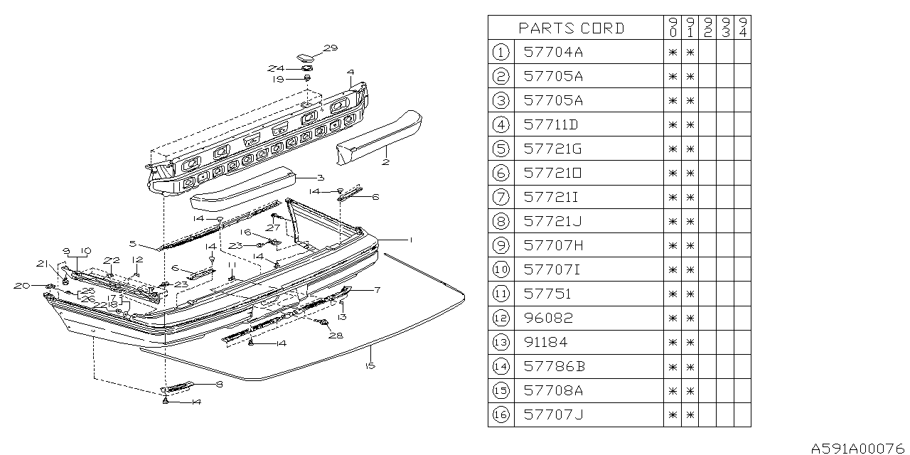 Subaru 57720AA050 Bumper Face Rear