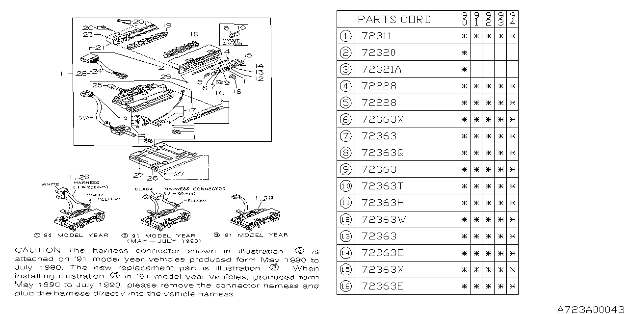 Subaru 72054AA280 Heater Control Base Assembly