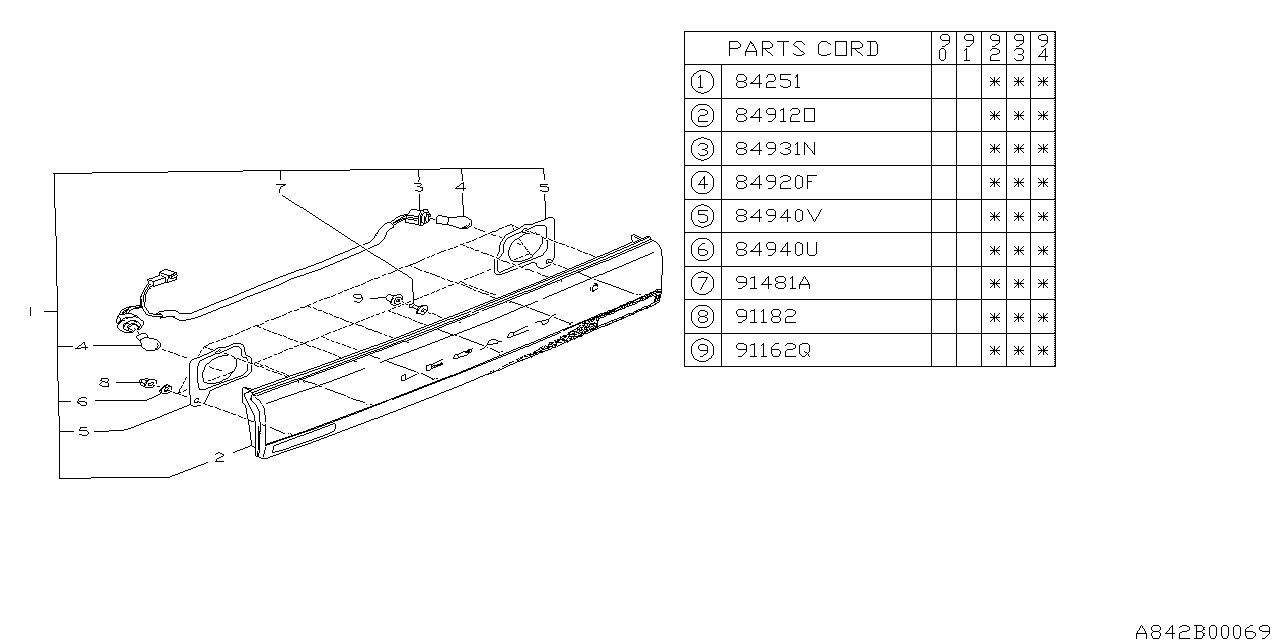 Subaru 84251AA010 FINISHER Lamp