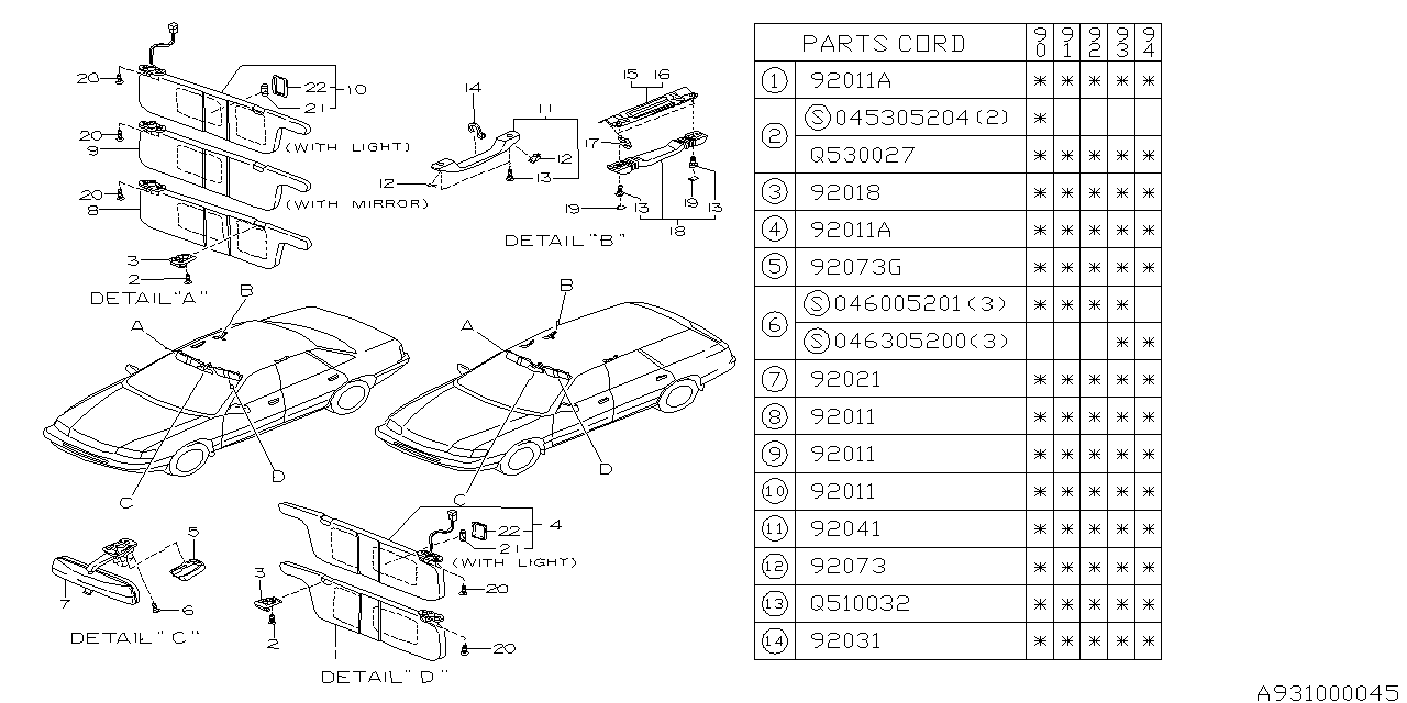 Subaru 92040AA000MK Assist Rail