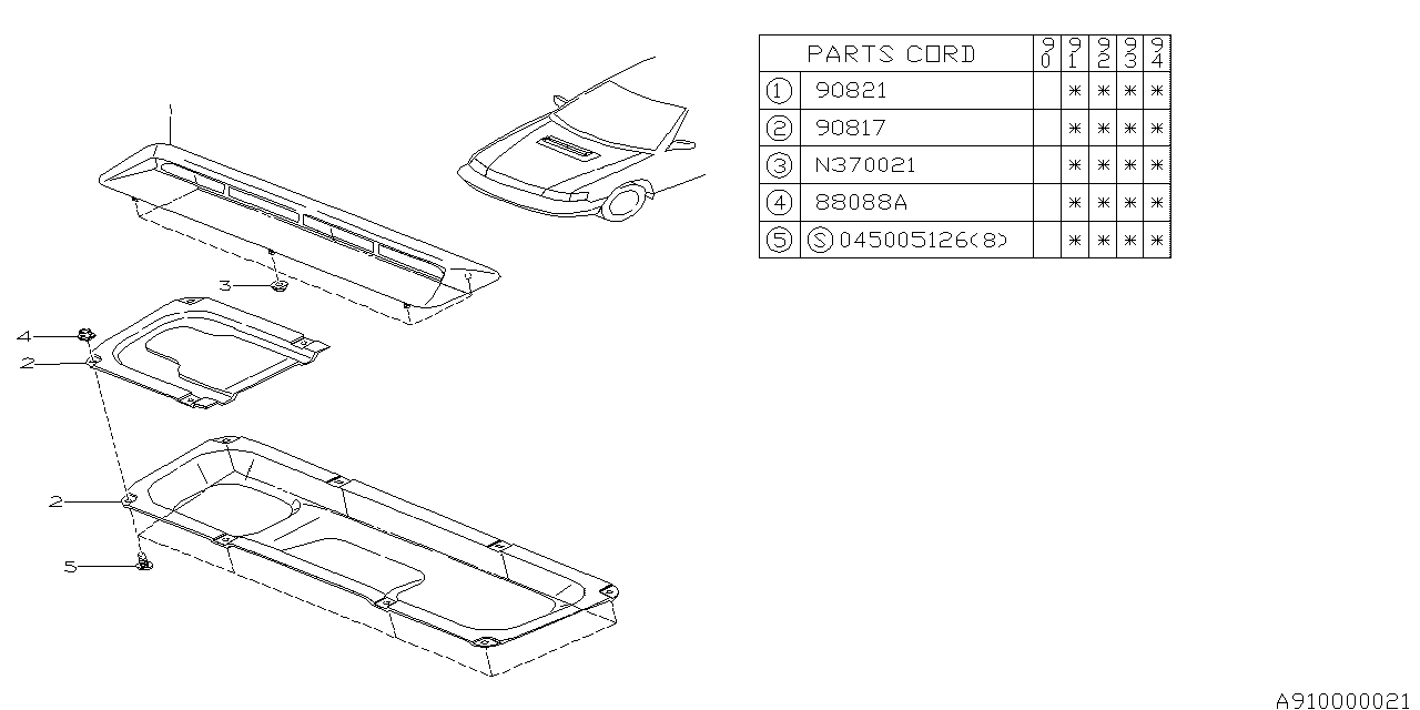 Subaru 90818AA000 Duct Complete Front Hood