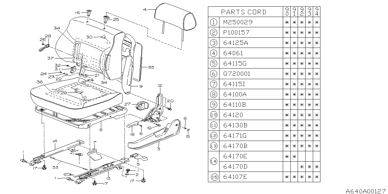Subaru 64224AA010 Slide Rail Assembly Inner RH