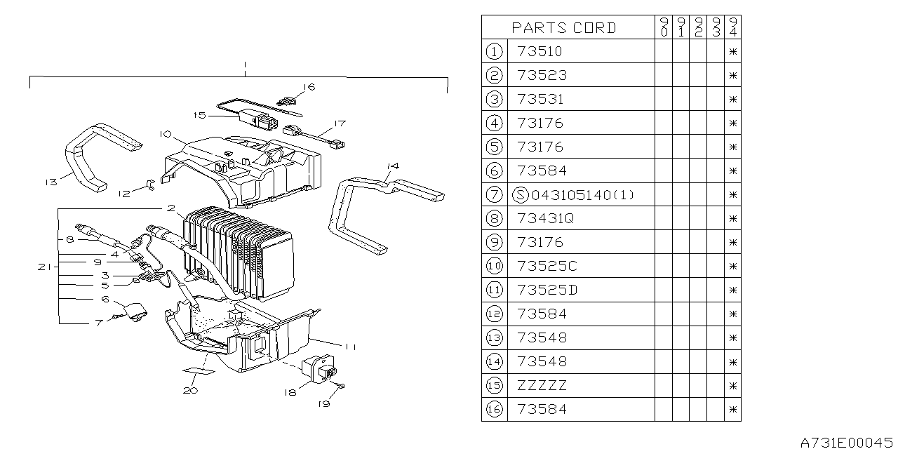 Subaru 73060AA220 Cooling Unit