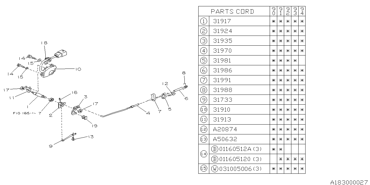 Subaru 31935AA011 Lever Complete Manual