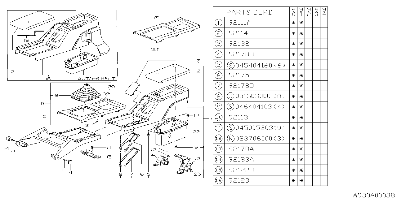 Subaru 92080AA000 Boot Console