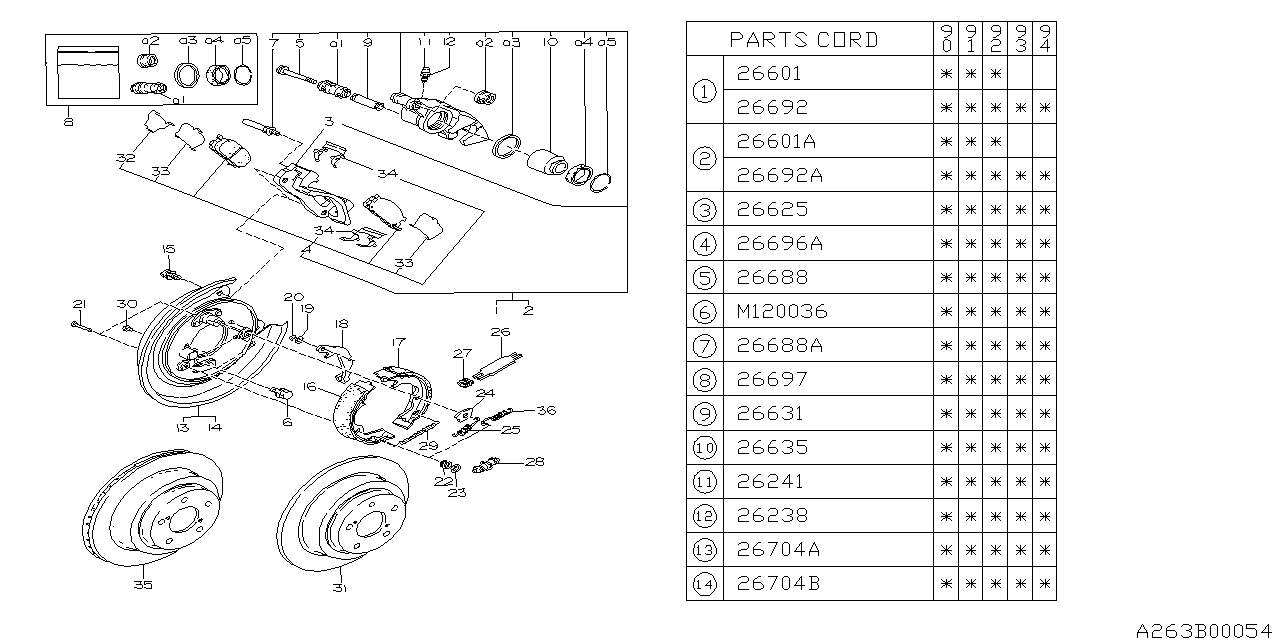 Subaru 26296AA080 Brake Pad Kit Rear