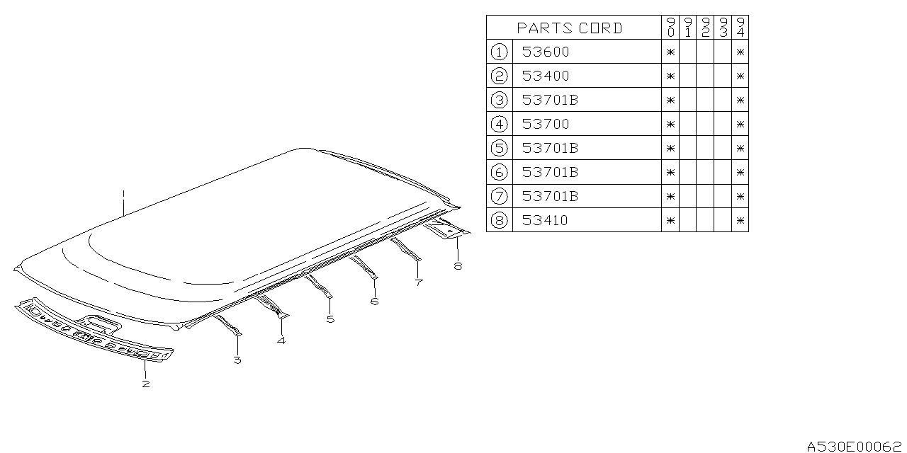 Subaru 53410AA010 Rail Complete Rear