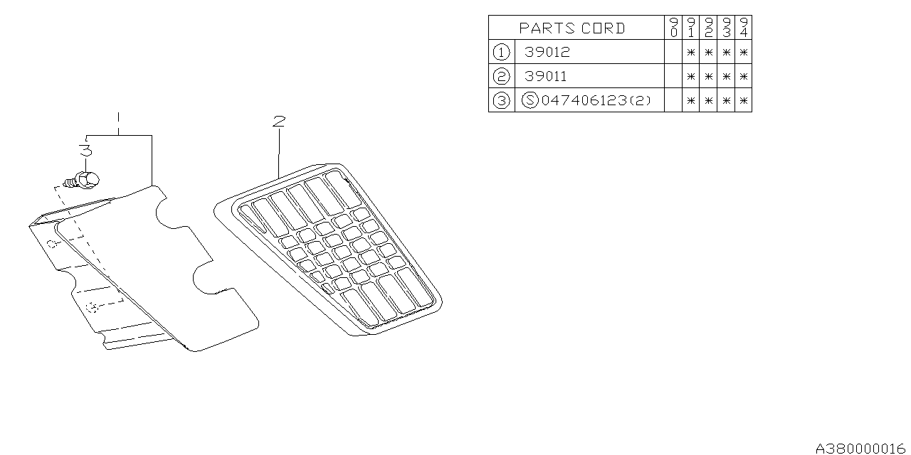 Subaru 38012AA060 Bracket Foot Rest 38012AA060 Subaru Bracket Foot Rest
