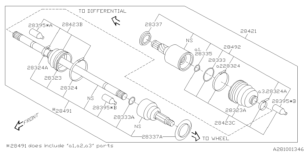 Subaru 28421XC000 Drive Shaft Assembly