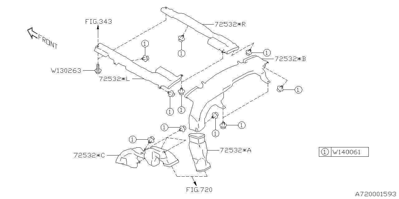 Subaru 72532XC00A Duct Rear D Pillar