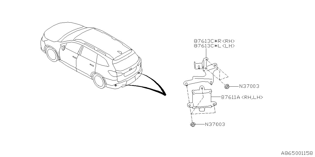 Subaru 87611XC00A Radar Assembly B & S