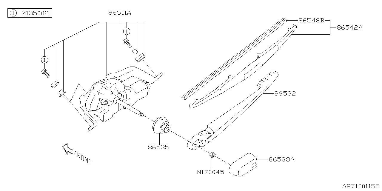 Subaru 86510XC09A WIPER Assembly Rear