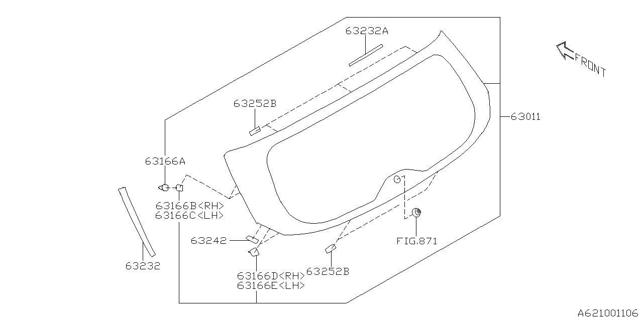 Subaru 63232XC00A Rubber Dam Glass