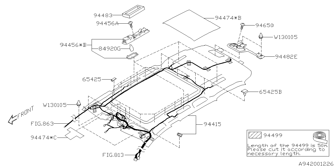 Subaru 94441XC00BME Trim PNL Roof Tw Std