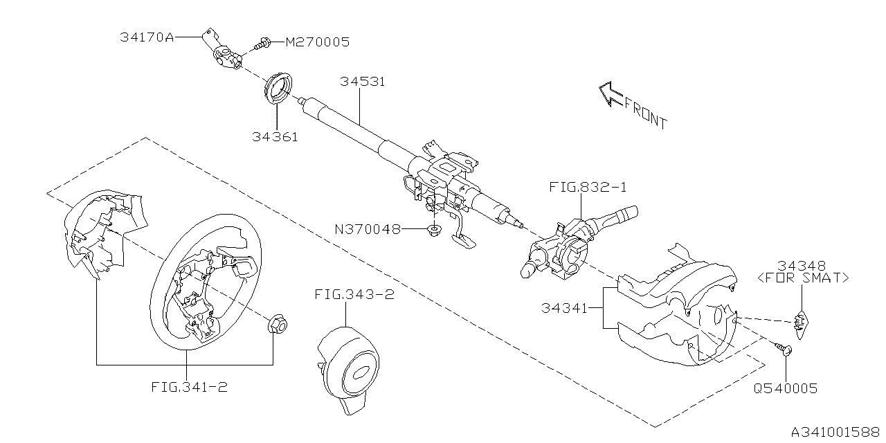 Subaru 34509XC01A Column Assembly